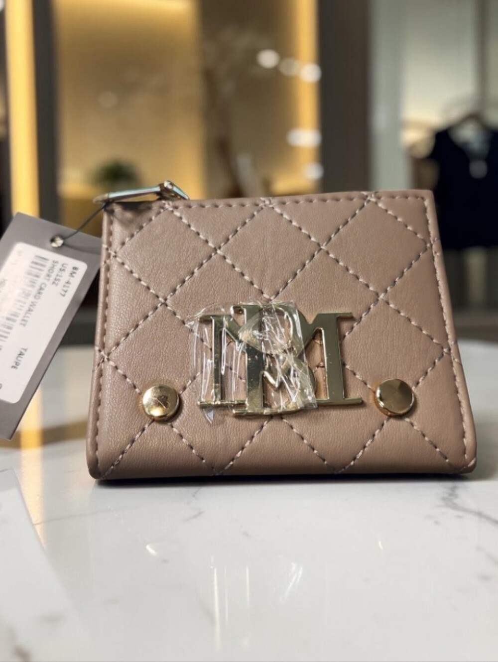 Badgley Mischka Taupe Tan Short Card Wallet - Vegan Leather NEW